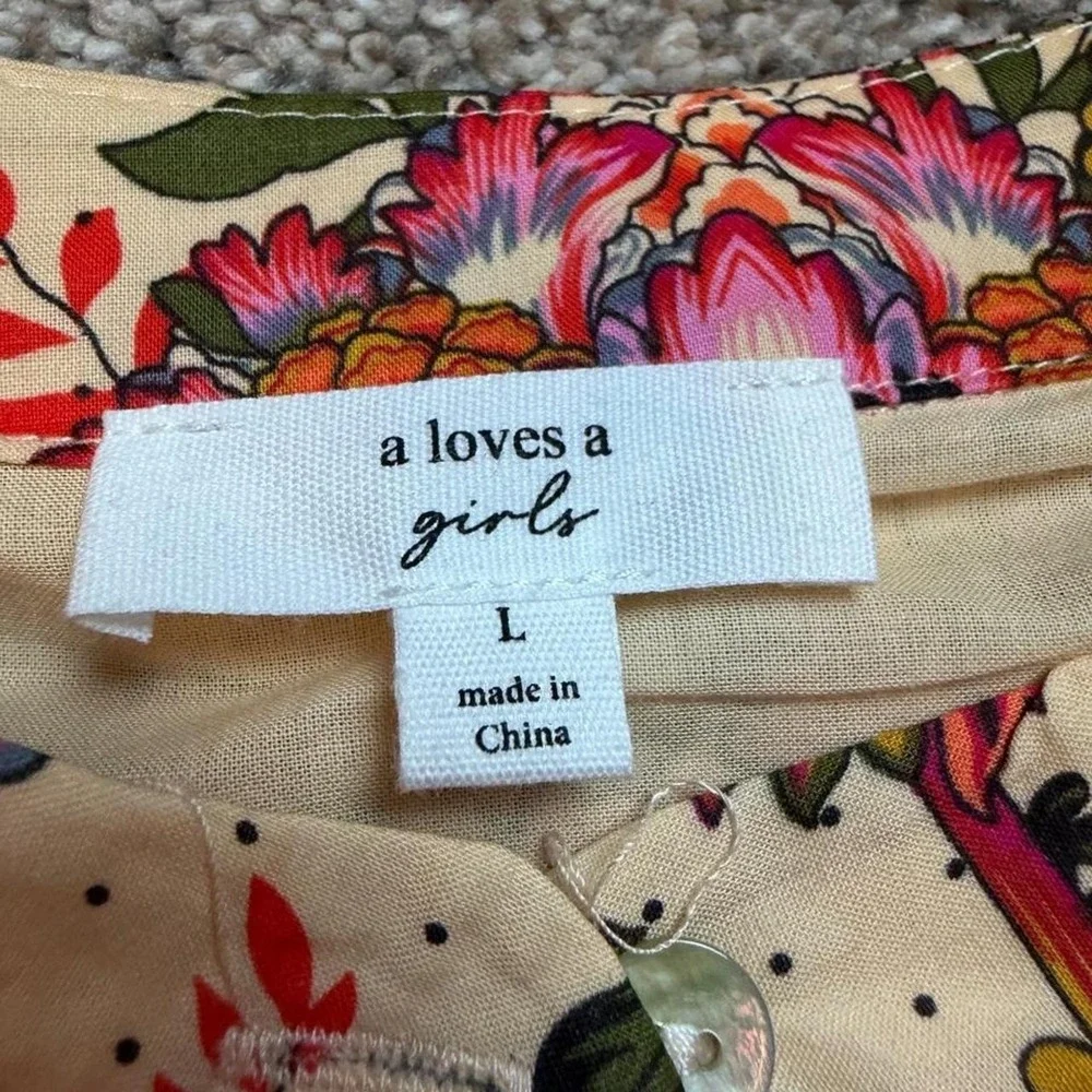 A Loves A Girls Puffy Tulle Floral multicolor Dress Cotton size youth large